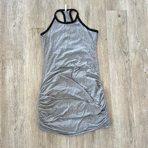 Womens Fabletics Grey Midi Rouched Dress - M